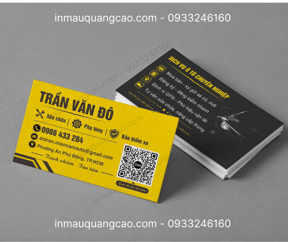 Mẫu danh thiếp dịch vụ ô tô - in danh thiếp Bình Dương